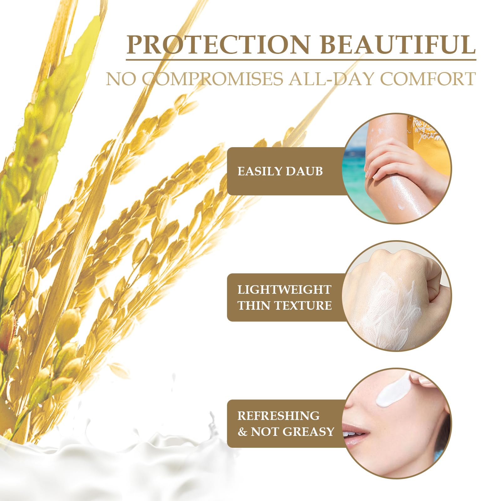 Putyhet Relief Sun SPF50 bottle back highlights skin-friendly UVA/UVB defense