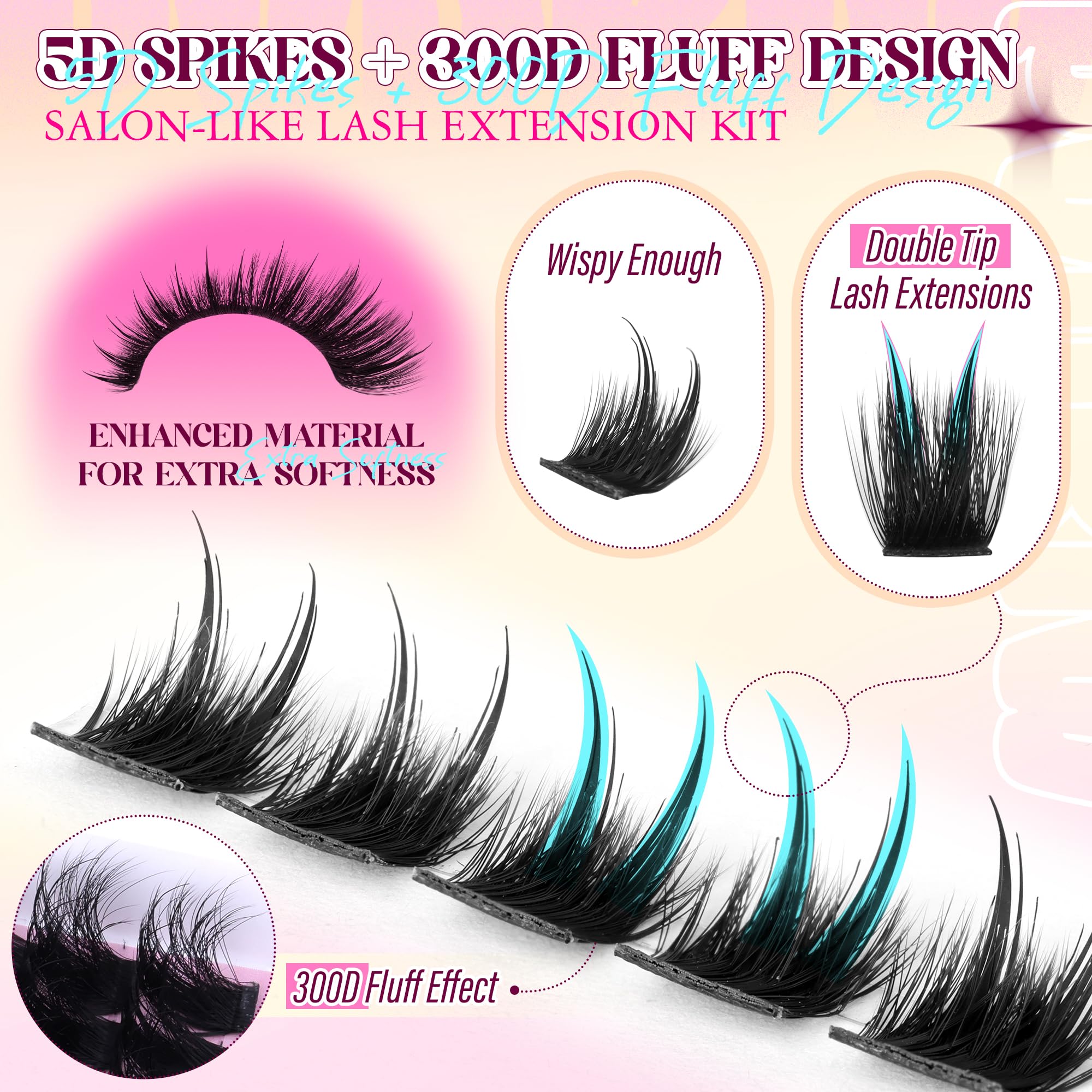 PVDKIW 300D fiber lashes for soft voluminous lashes