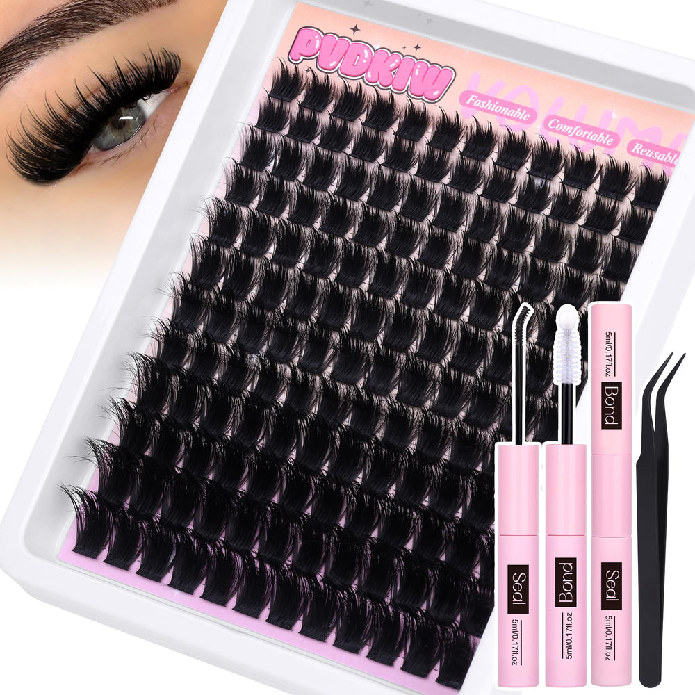 PVDKIW fluffy lash clusters with spikes kit for dramatic definition at home