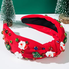 pvq headband with knotted top adds elegant holiday styling.
