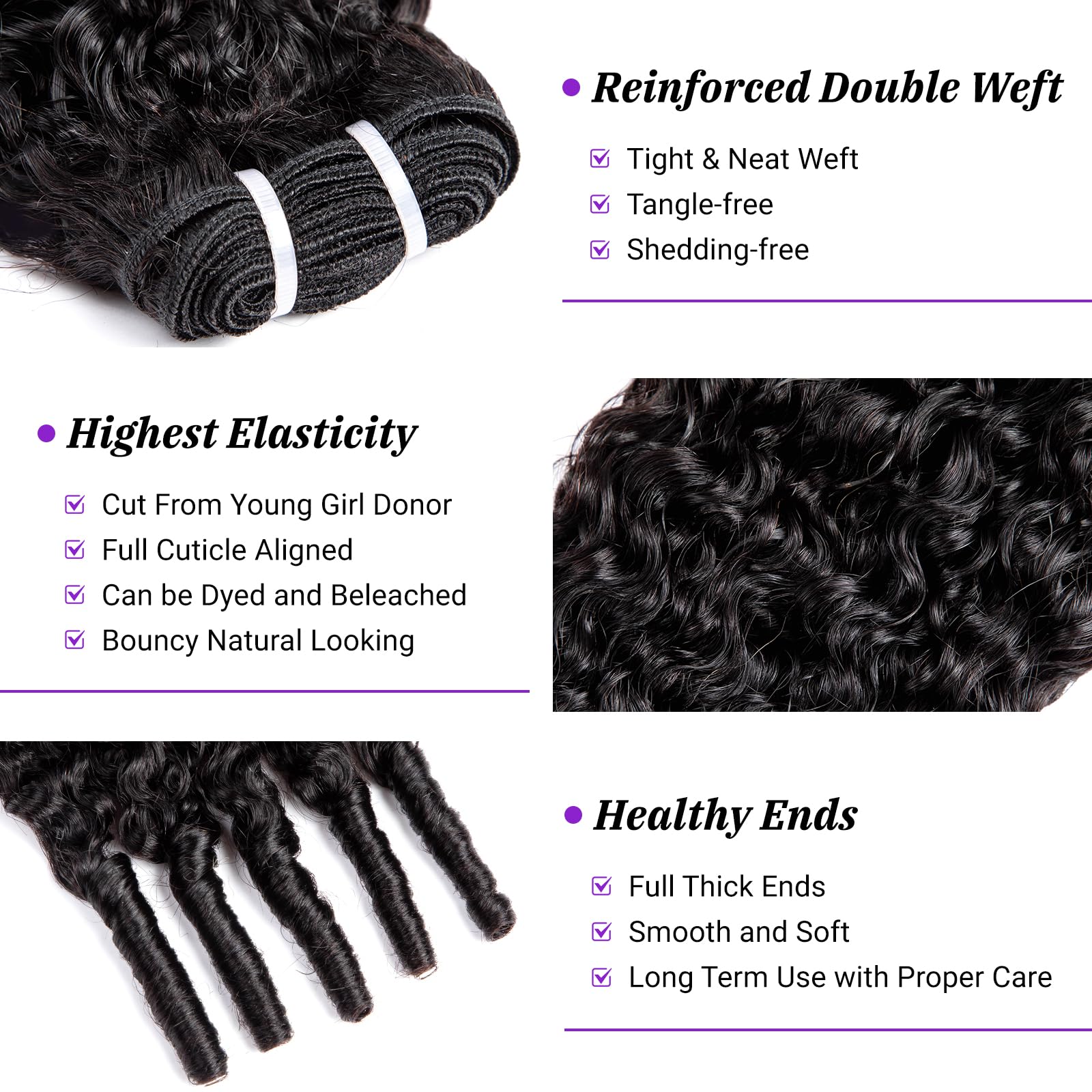 PXCPXC Burmese curly bundles close-up curls highlight soft texture for easy styling.