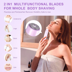 PYATE Dermave bikini trimmer dual-head close-up showing versatile grooming.