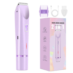 PYATE Dermave bikini trimmer front view in purple for precise grooming.