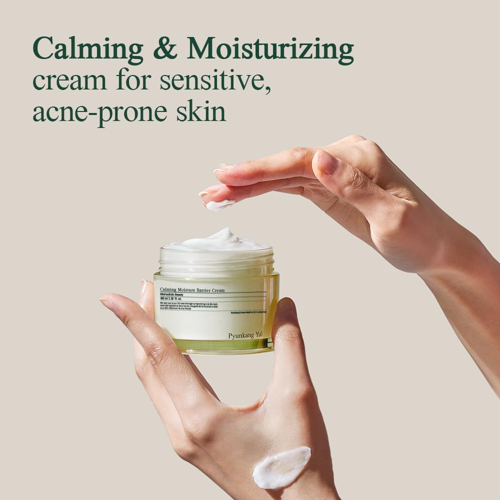 Pyunkang Yul PKY Calming Moisture Barrier Cream texture closeup highlights non-sticky finish.