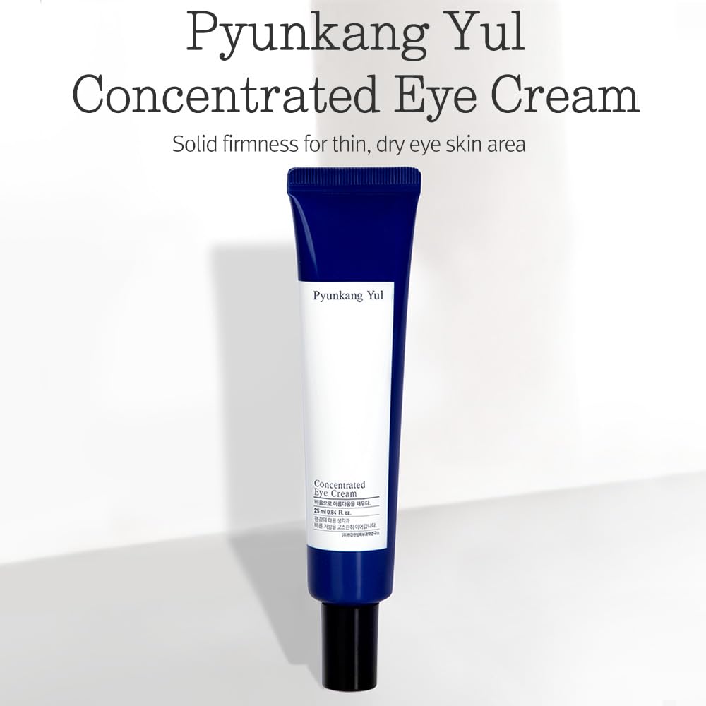 Close-up of under-eye area with Pyunkang Yul PKY Eye Cream, promoting smoother texture.