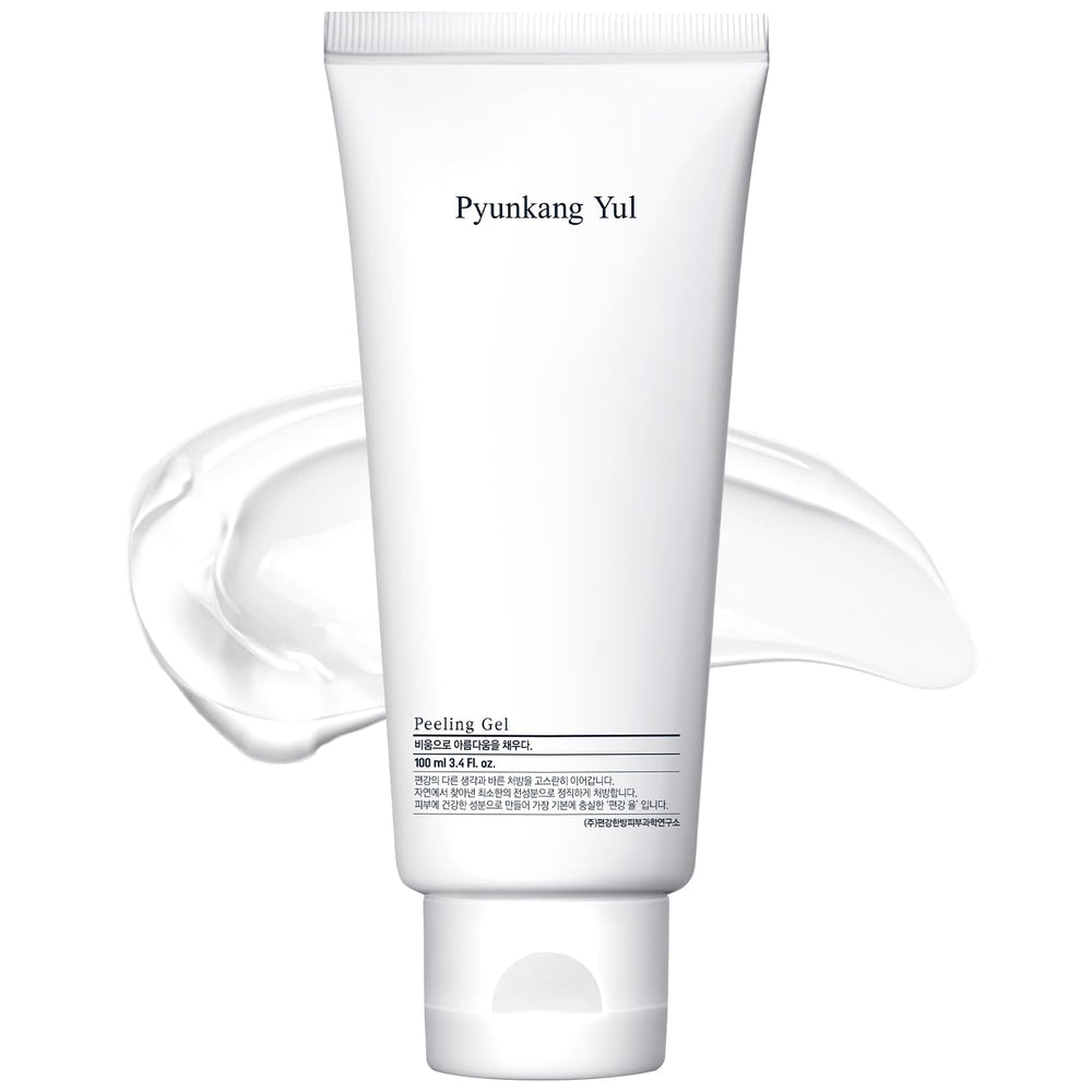 Pyunkang Yul PKY Peeling Gel bottle closeup indicating gentle exfoliation and pore refinement.