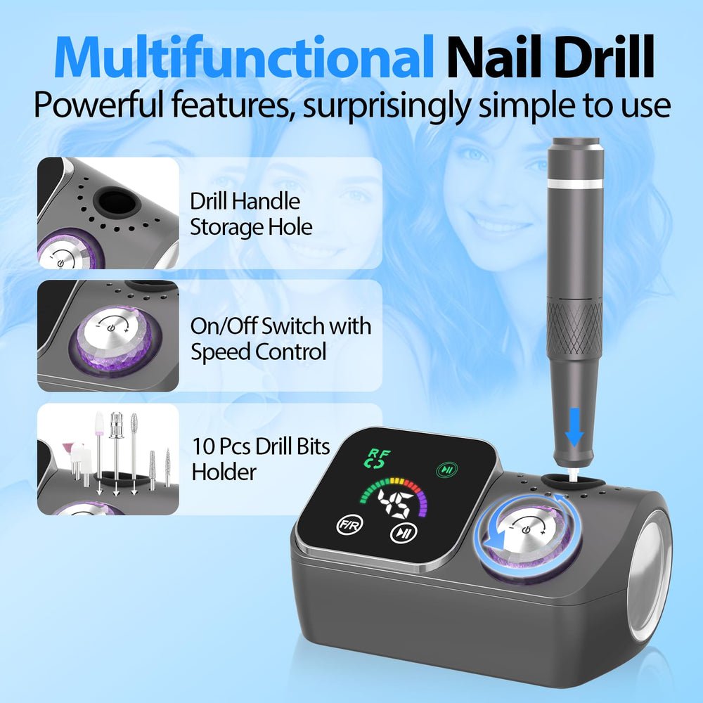 PYVOLA nail drill handpiece storage keeps tools organized during sessions.