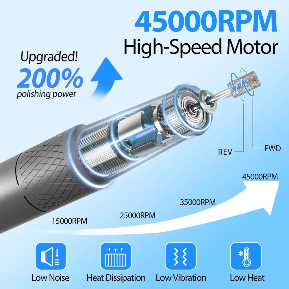 PYVOLA nail drill LED display provides real-time speed control.