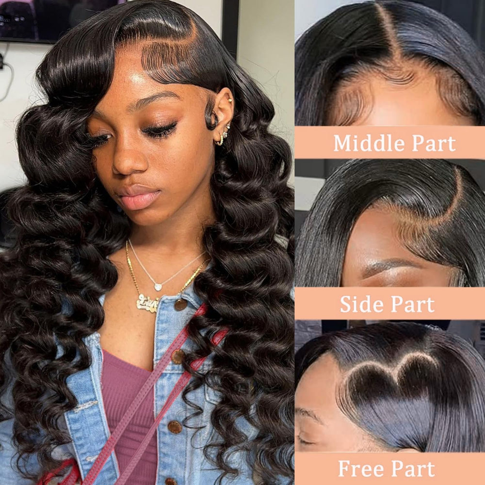 PYY Deep Wave Lace Front Wig 13x4 inside-cap shows glueless, adjustable fit.