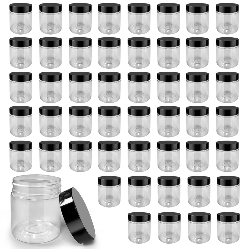 PYYZHALI 50-pack 4 oz clear jar with lids—secure storage for creams and samples.