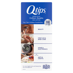 Q-tips close-up cotton tip illustrating plush 100% cotton softness
