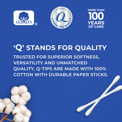 Q-tips paper stick detail highlighting sustainable paper and flexibility