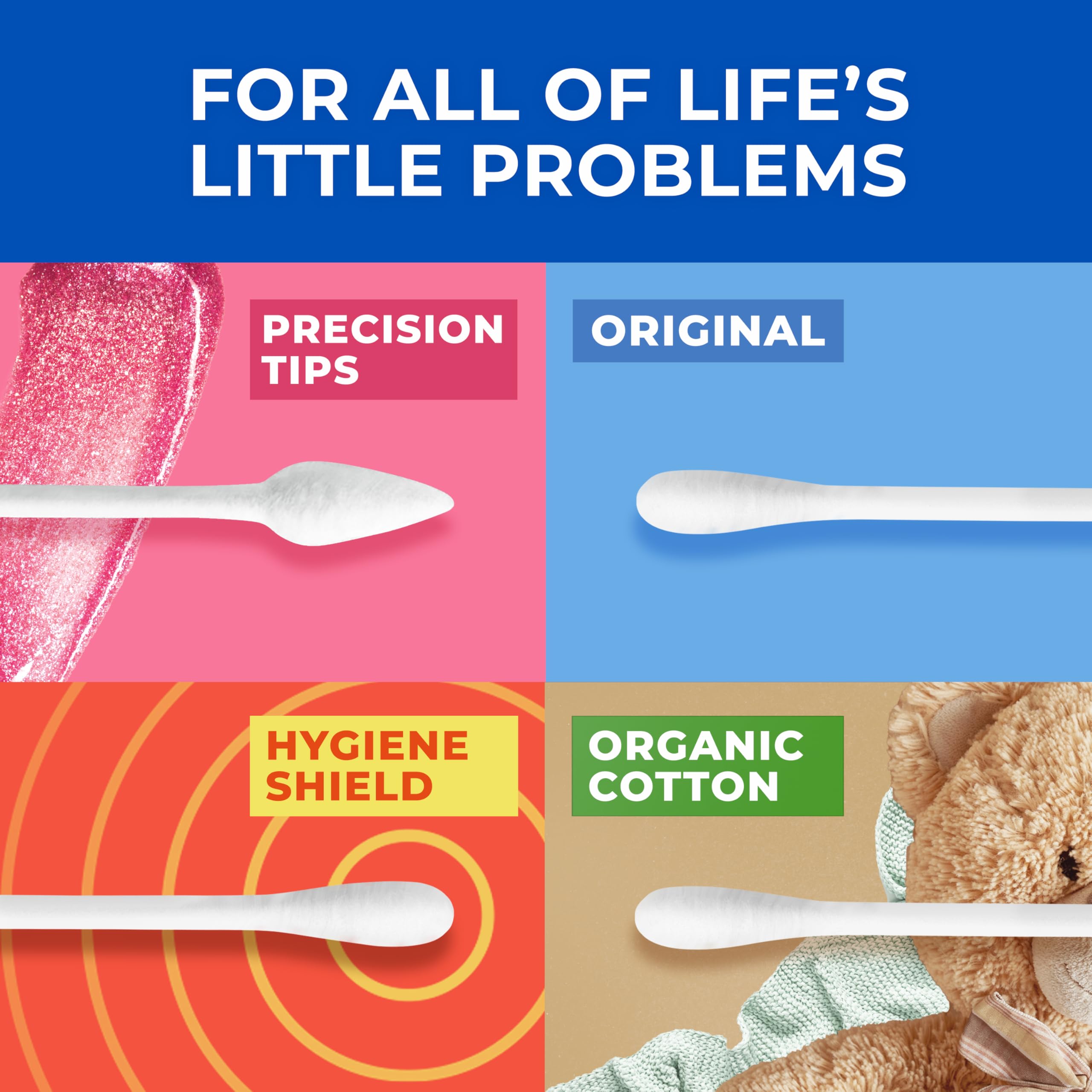 Q-tips next to ruler size comparison for scale and accurate use