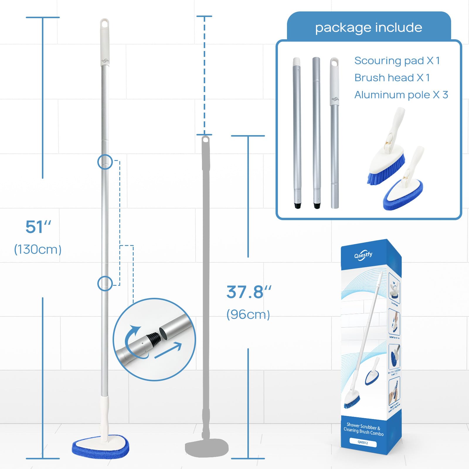 Qaestfy rotating head with lock enables flexible angles for tile