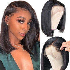 Qangelabeauty bob wig with 13x4 lace front for versatile parting and natural look.