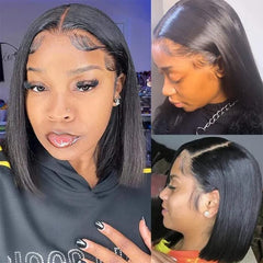 Qangelabeauty bob wig baby hair detail for a natural hairline.
