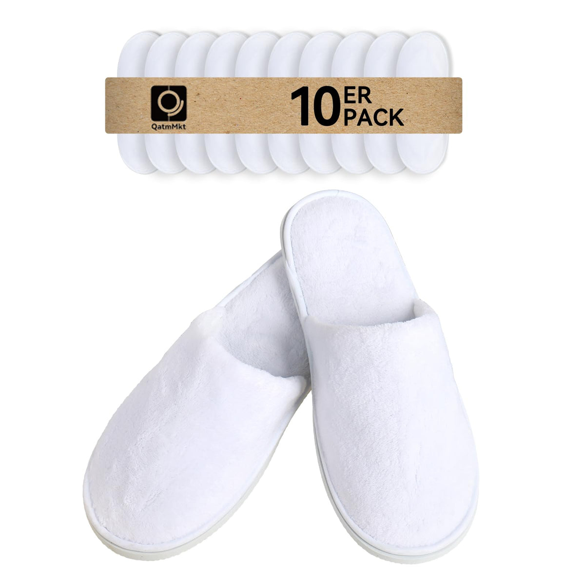 QatmMkt 10pcs guest slippers pack bulk for hotels and travel convenience