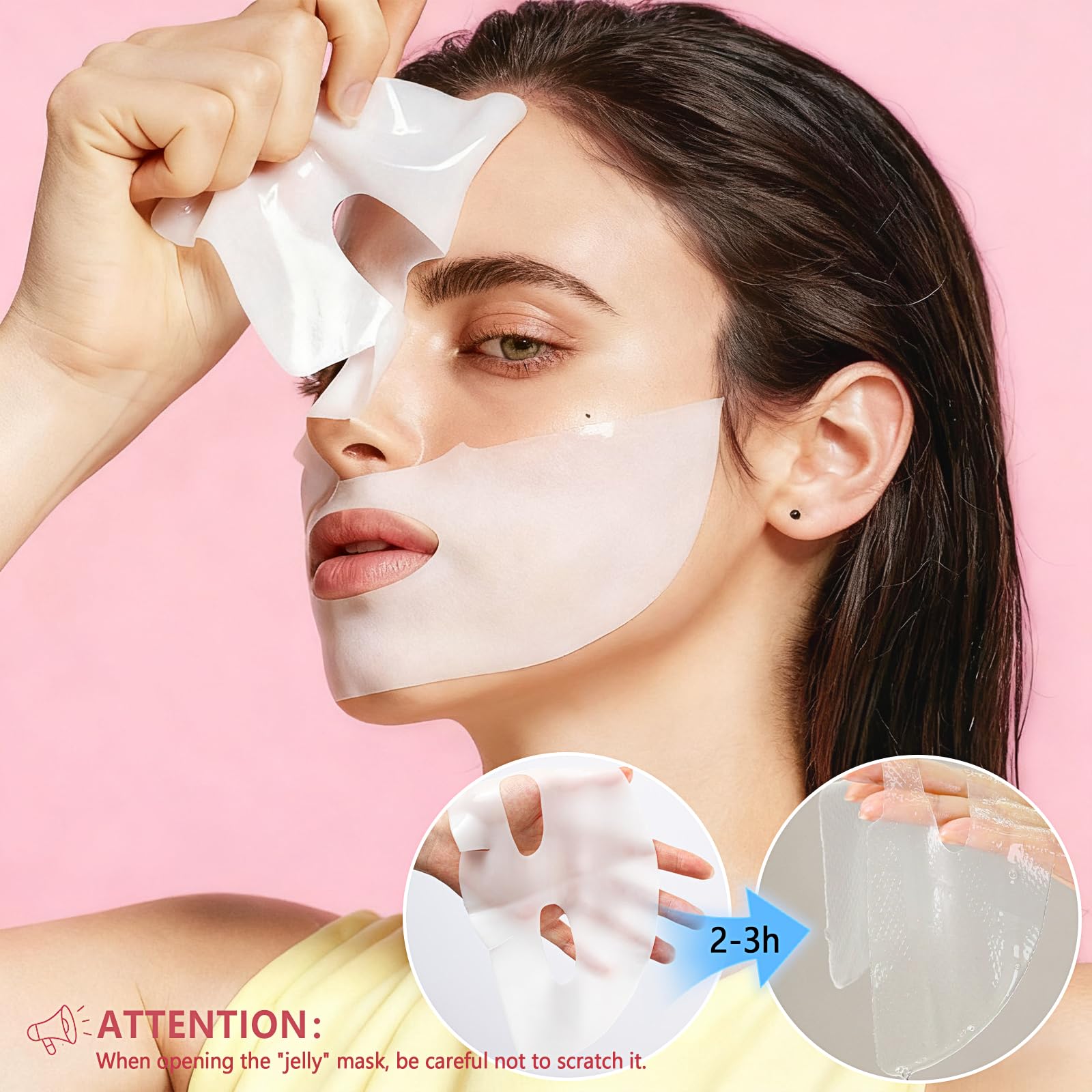 Qawnfy overnight hydrogel mask closeup for hydrated, smooth skin