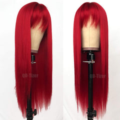 QD-Tizer red wig with no lace shows easy wear and a natural silhouette for daily fashion.