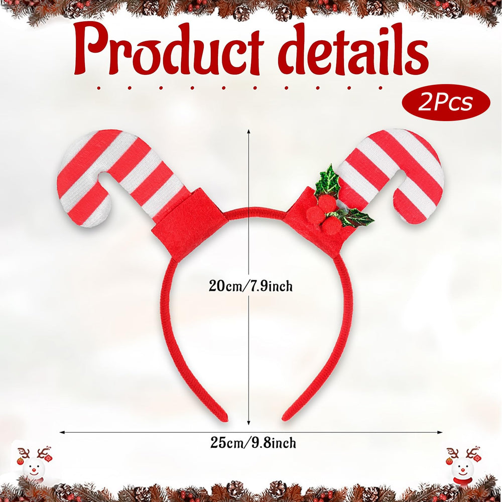 QDTK candy cane headband with flexible elastic for comfortable wear