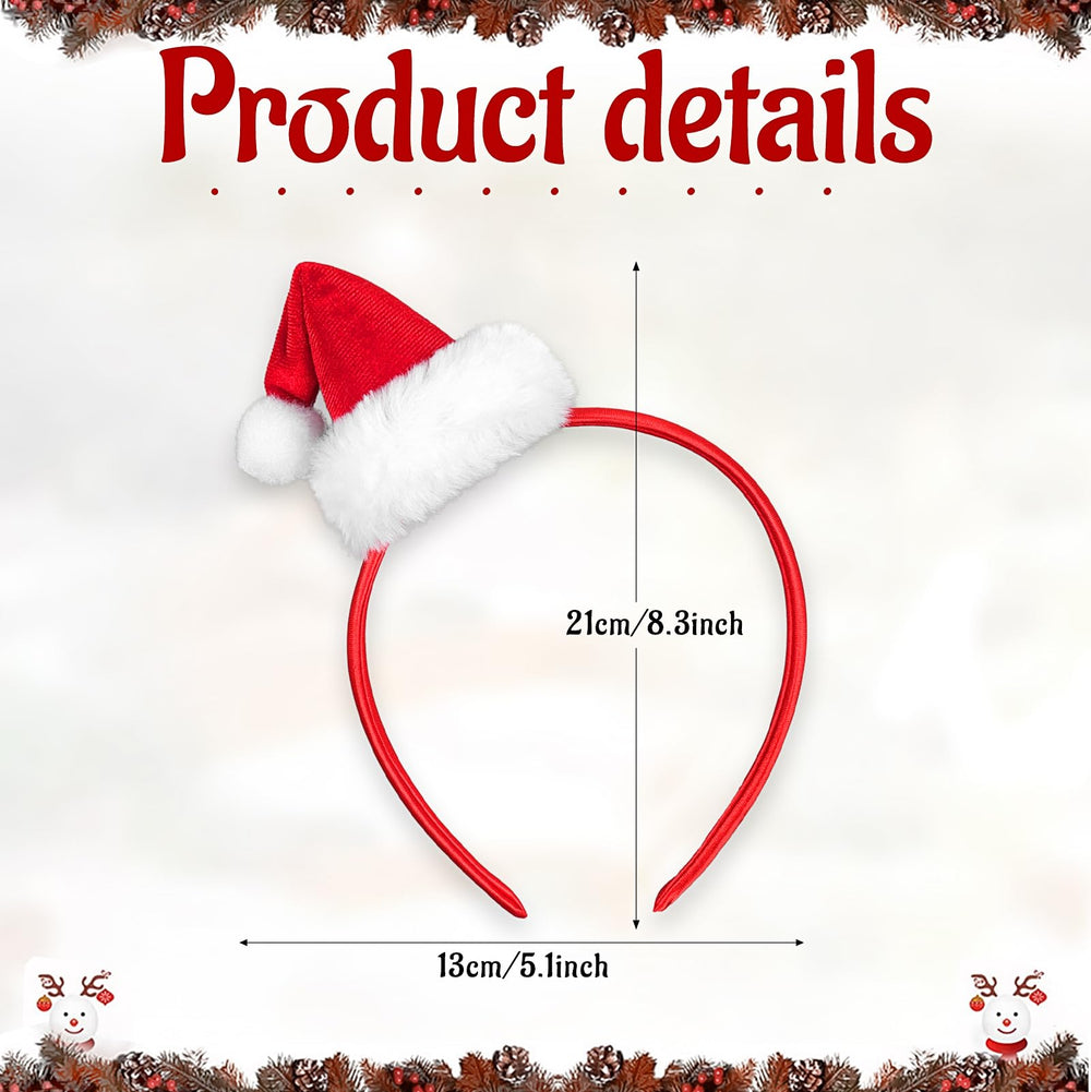 QDTK red Santa hat headband side view highlights playful holiday charm