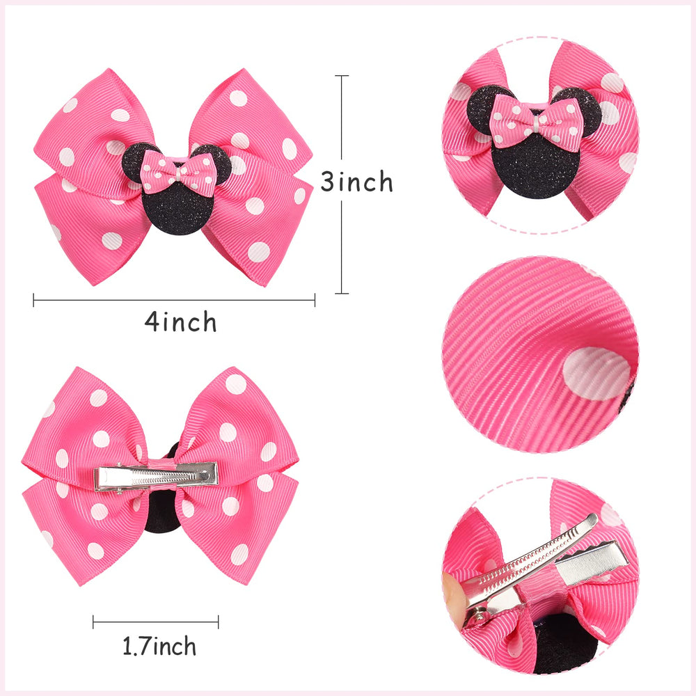 Qearl red polka-dot mouse ears bow clip for kids in costumes.
