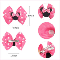 Qearl red polka-dot mouse ears bow clip for kids in costumes.