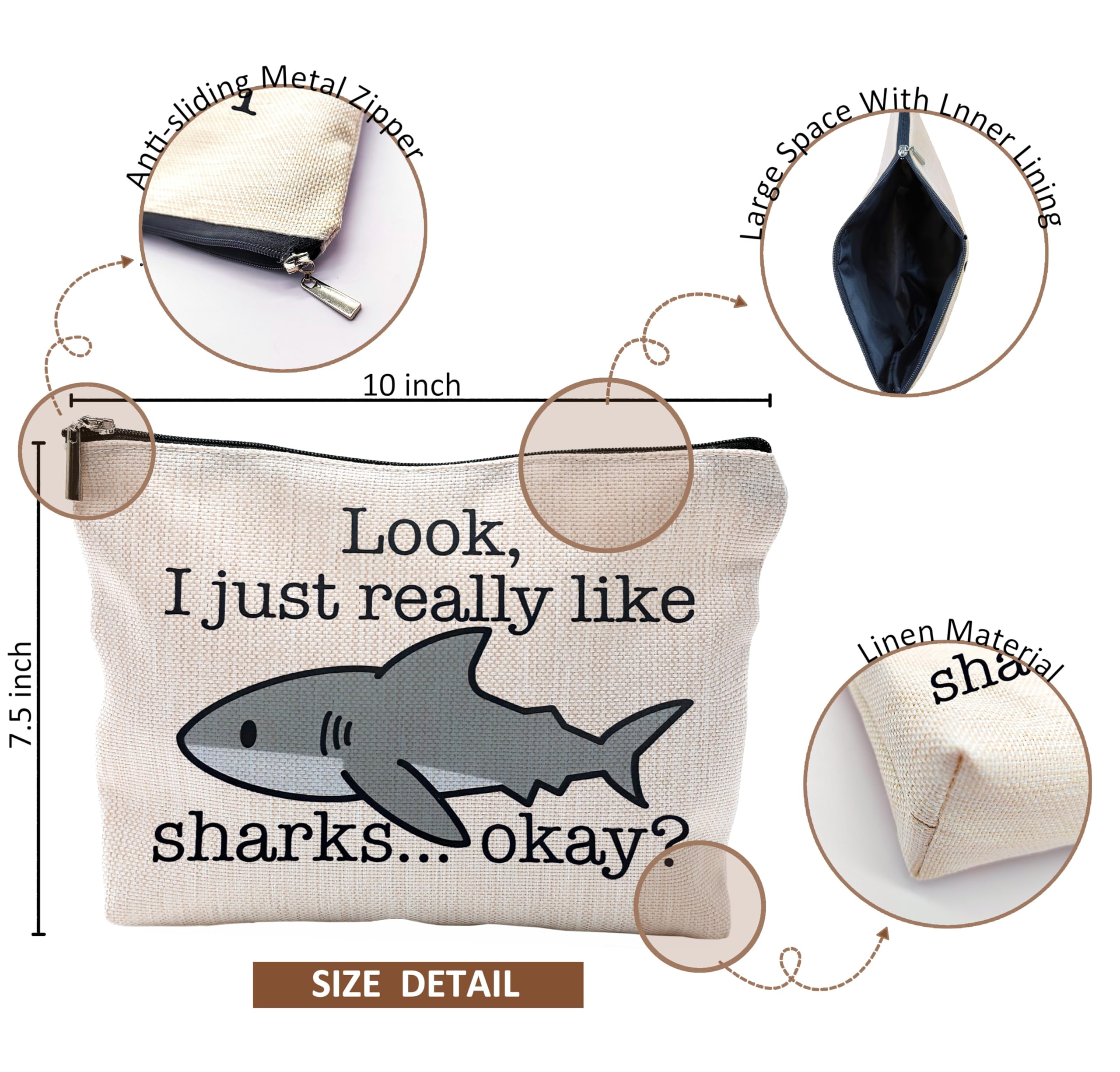 QGFM Shark Makeup Bag travel-ready design fits in handbags and suitcases