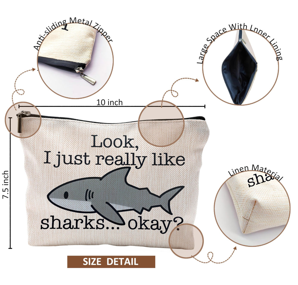 QGFM Shark Makeup Bag travel-ready design fits in handbags and suitcases