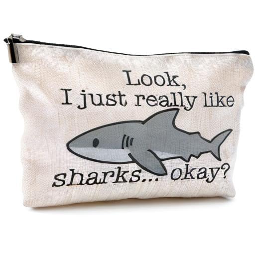 QGFM Shark Makeup Bag zipper detail ensures smooth opening during busy mornings