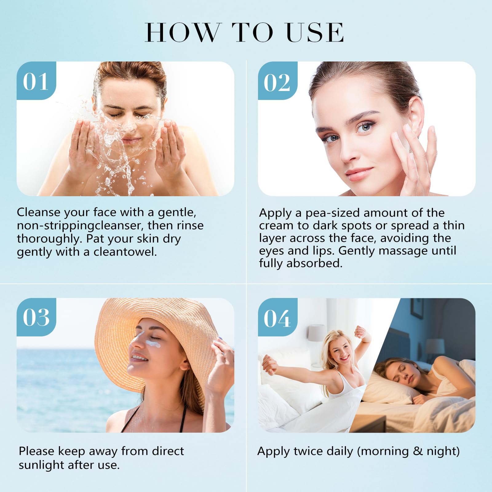 QGGQ before-after dark spots image implies potential spot reduction.