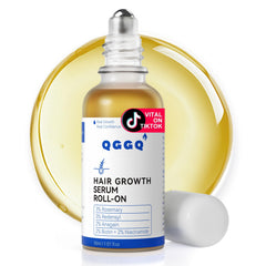 QGGQ Hair Growth Serum Roll-On bottle for easy on-the-go scalp care.