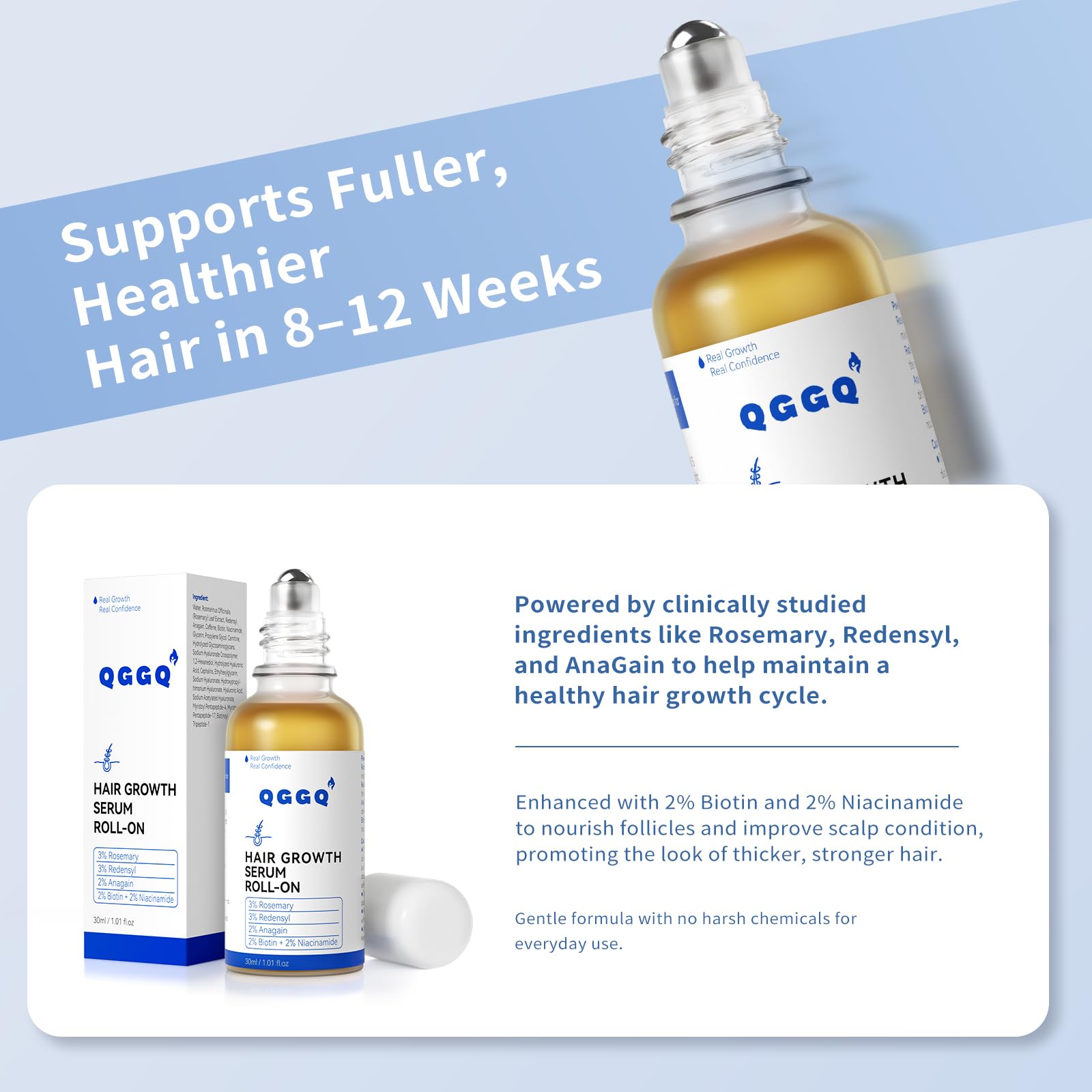 QGGQ no-rinse formula image emphasizes fast, convenient regimen.