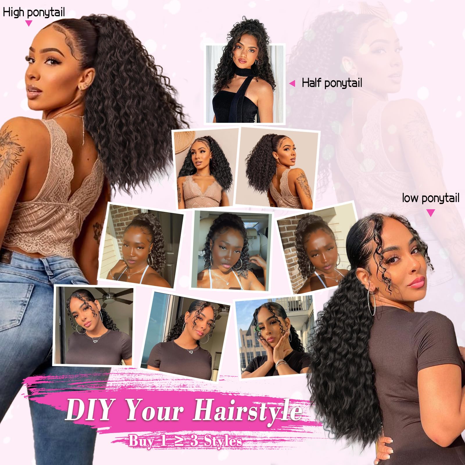 QGZ instant volume and length ponytail for versatile styling.