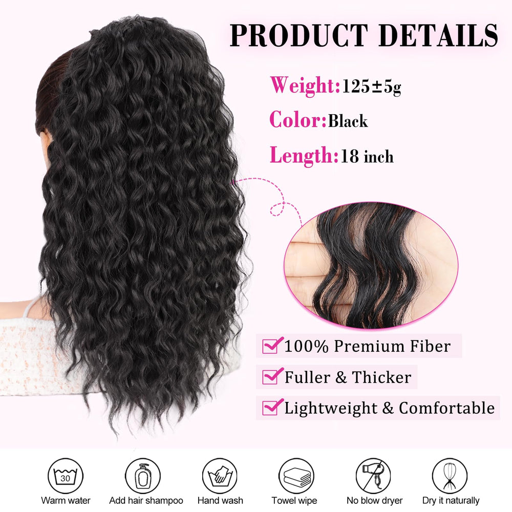 QGZ secure easy-install ponytail extension showcases simple setup.