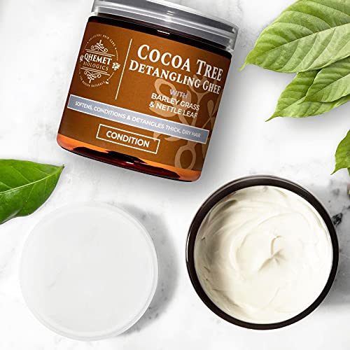 Virgin cocoa butter and herbal extracts in Cocoa Tree Detangling Ghee.