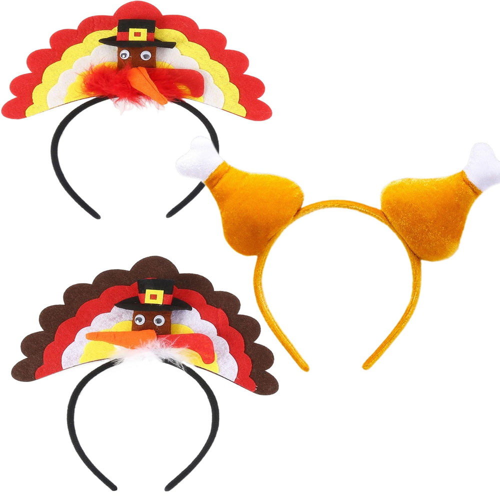 QHZHANG Thanksgiving turkey headband set for festive photos and family gatherings.