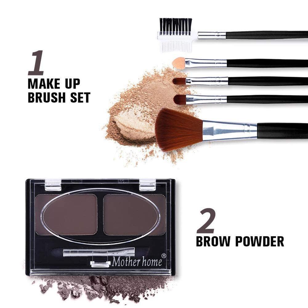 QiBest duo pressed eyebrow powder for sculpted, defined brows.