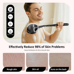 QiaKeoo 17in extendable handle fully extended for reaching your back and shoulders.