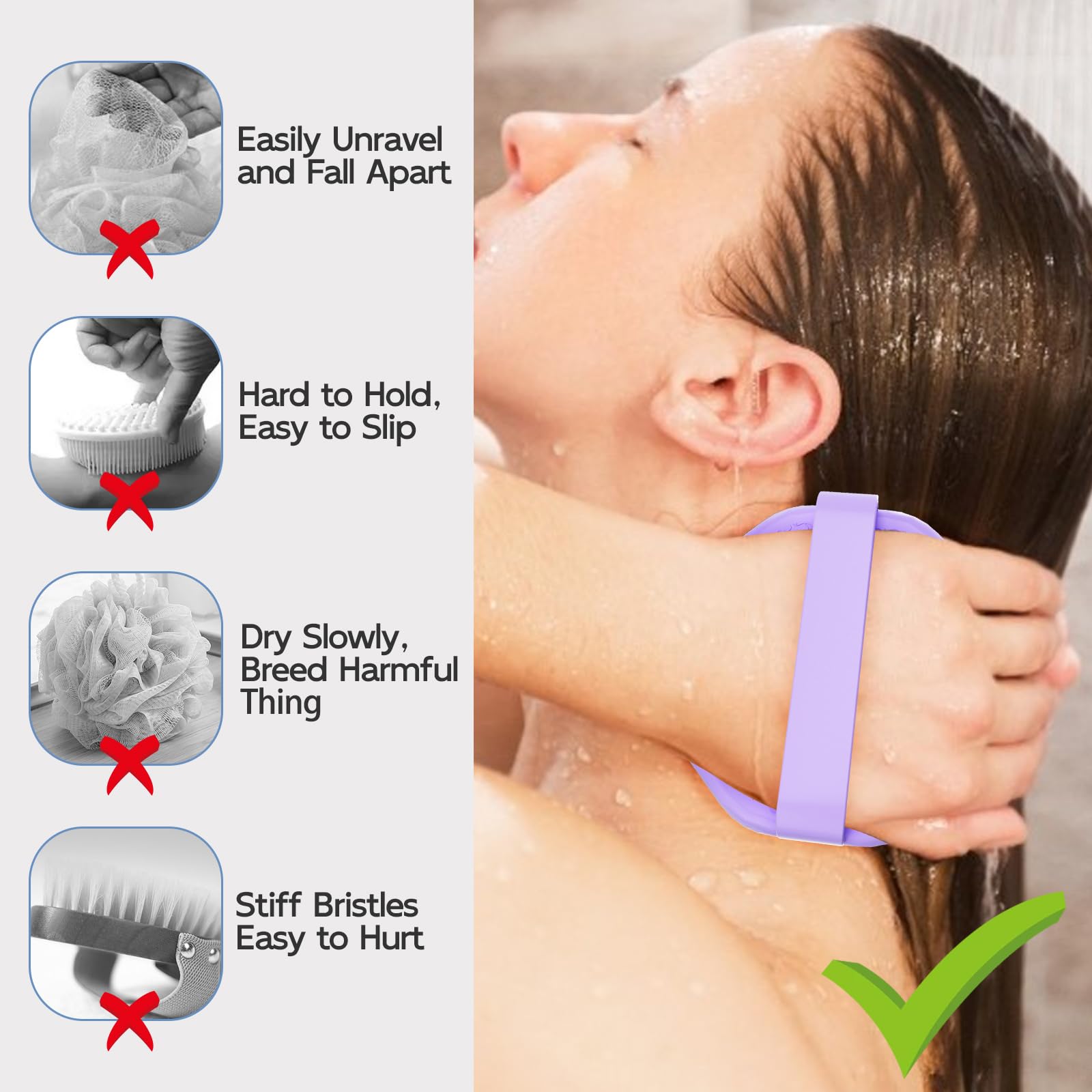 QiaKeoo eco-friendly silicone material for durable, skin-friendly shower routines.