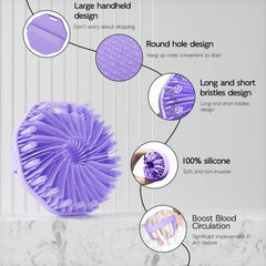 QiaKeoo silicone body scrubber hanging-hole design for easy drying and storage.