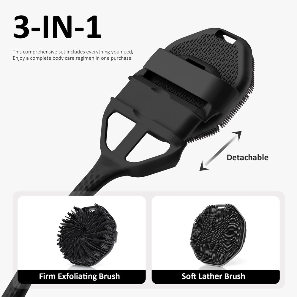 QiaKeoo silicone body scrubber textured bristles deliver gentle exfoliation.