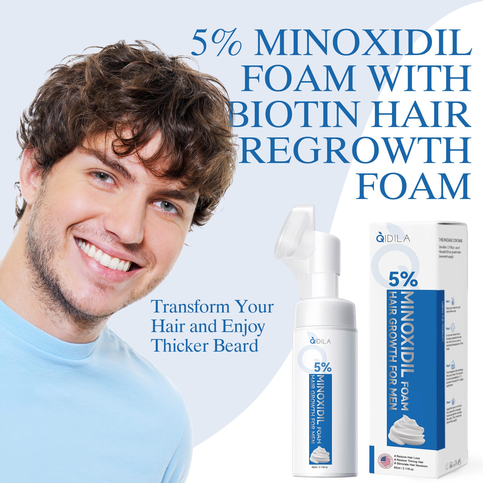 QIDILA Fast-absorbing foam on scalp, non-greasy and quick-drying.