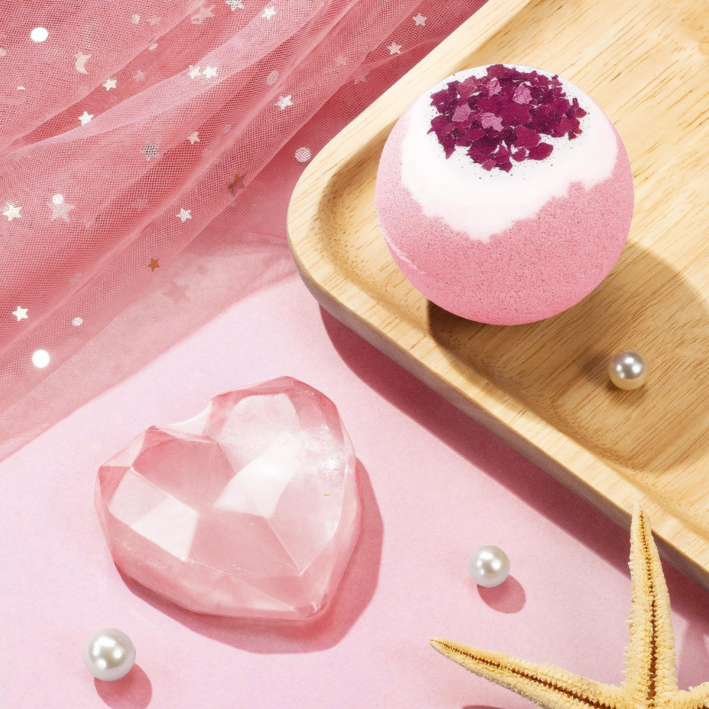 Qinline bath bomb with rose scent to enhance a spa-like soak