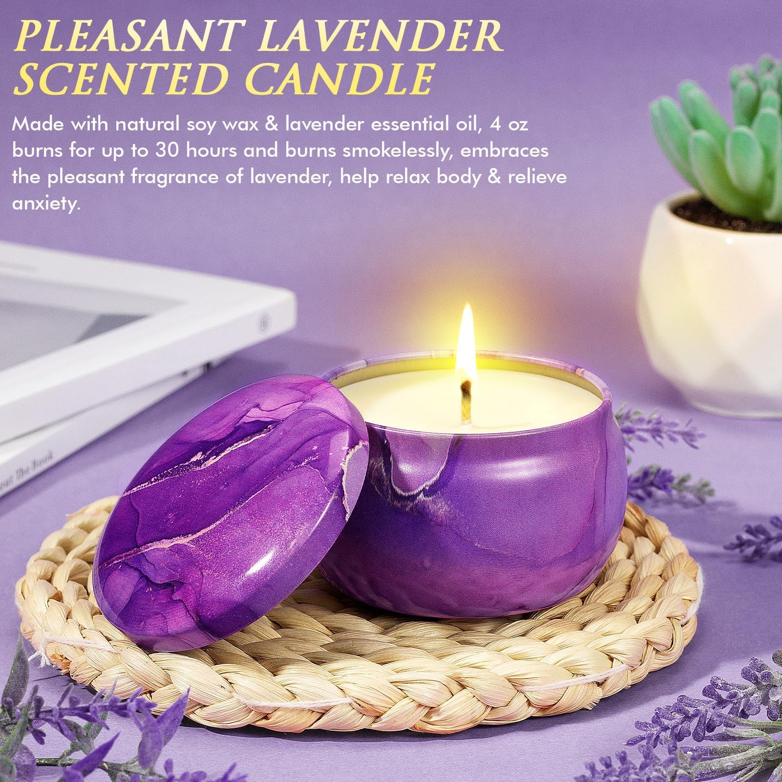 Qinline lavender candle 4oz with calming aroma for hours of use