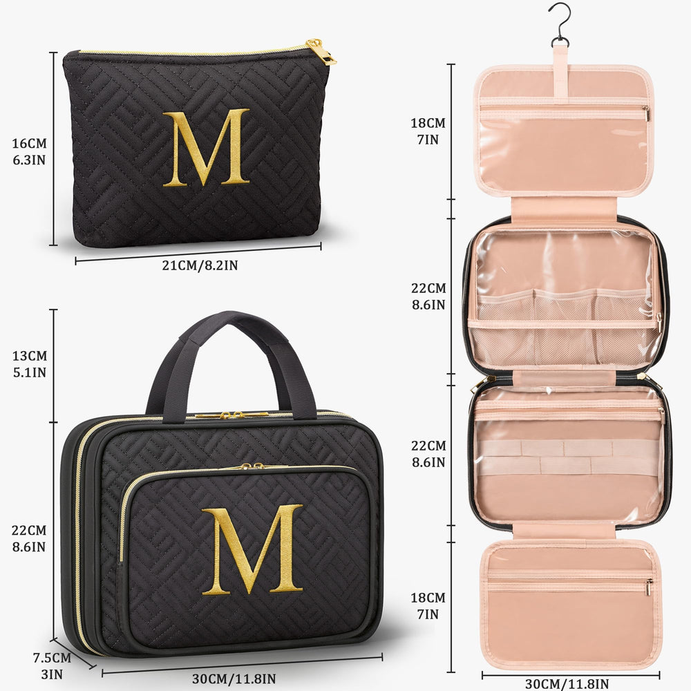 Qinline travel toiletry bag set features transparent PVC interior for quick item identification.