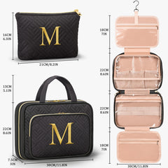Qinline travel toiletry bag set features transparent PVC interior for quick item identification.