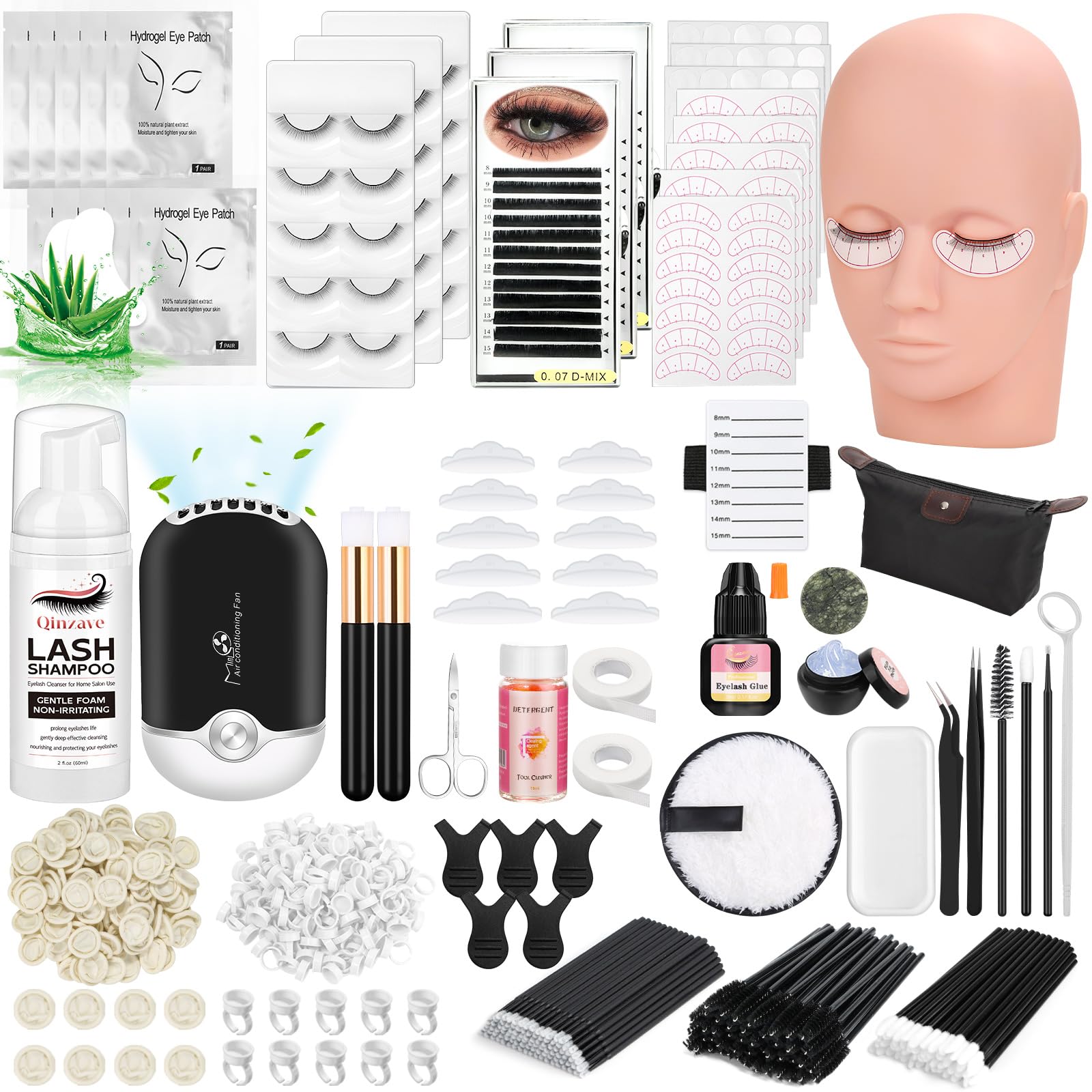 Qinzave lash-kit-beginners-mannequin-head for realistic eyelash extension practice