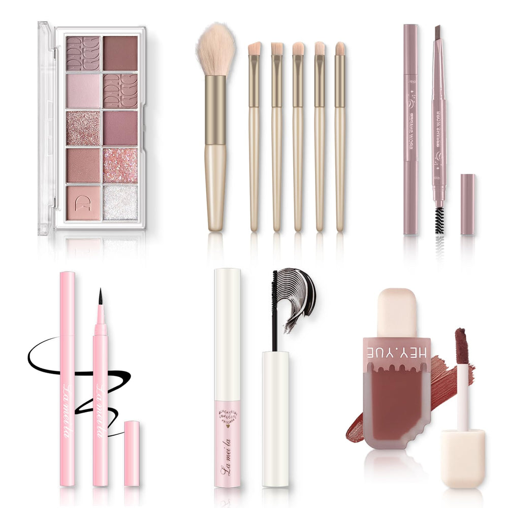 QIONG all-in-one makeup kit palette showing 10 colors for versatile looks.