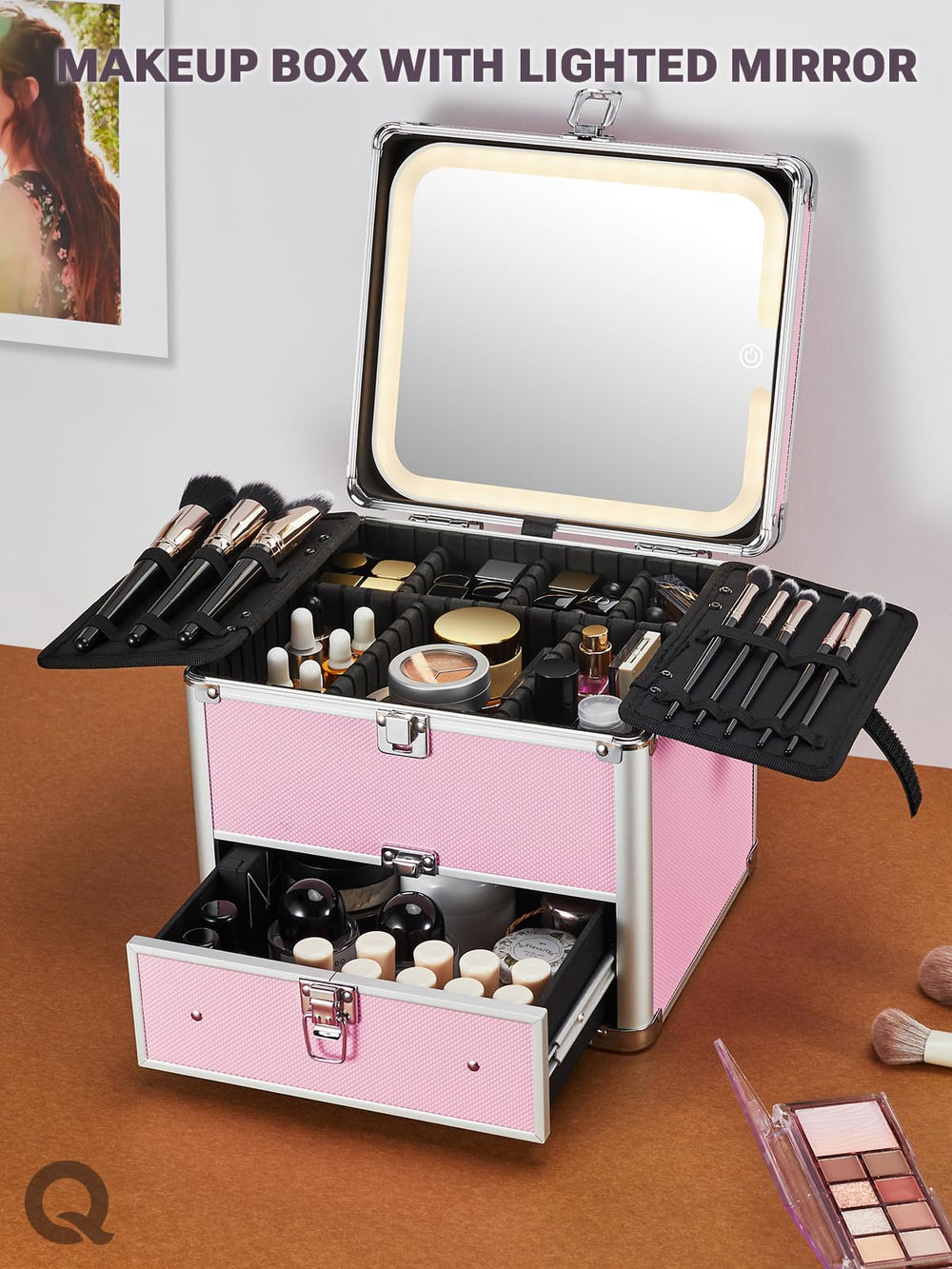Qislee compact makeup organizer for tidy on-the-go routines